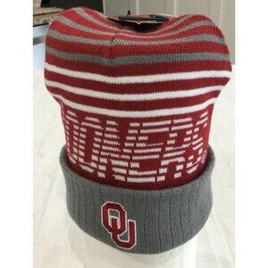 Top of the World Cap Hat Men’s One Size Gray Red Oklahoma Sooners Cuffed Knit